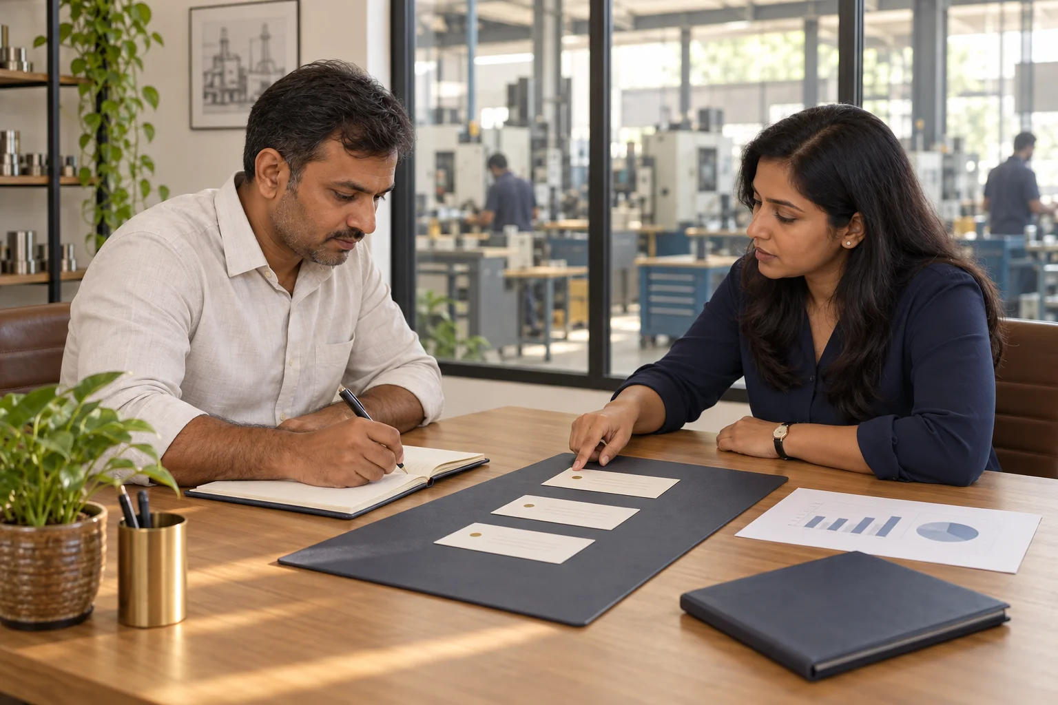 Illustration of the owner and advisor agreeing on the first business priorities