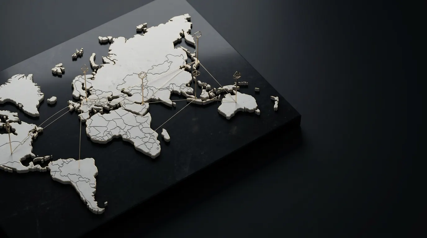 International market map connected by trade routes