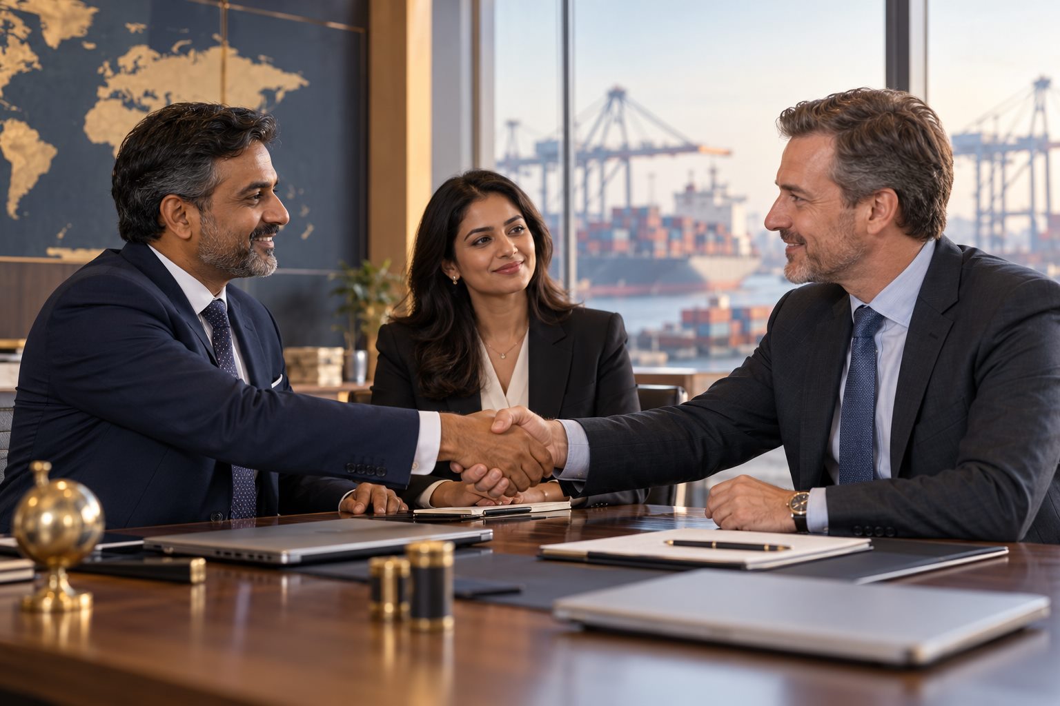 Indian exporter and overseas distributor confirming a business partnership
